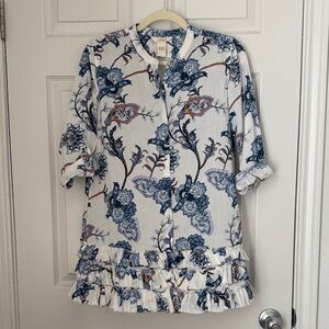 Sundance Blue and White Floral Tunic